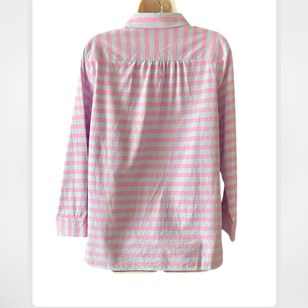 Vineyard Vines Women's Relaxed Coastside Stripe Hi-Lo Popover Shirt Size 8 Blue - Picture 5 of 11